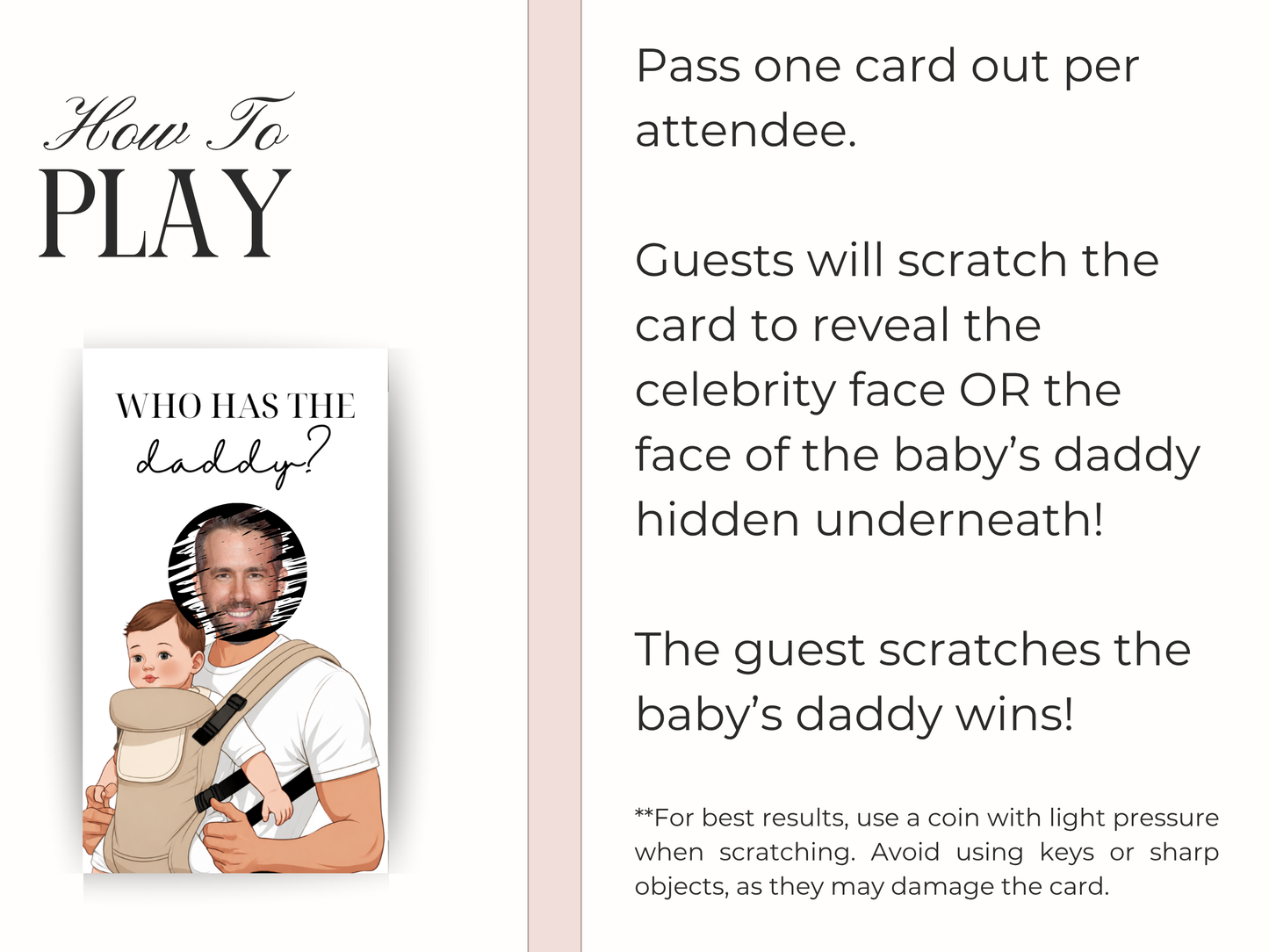 Who Has The Daddy Baby Shower Scratch Off Game
