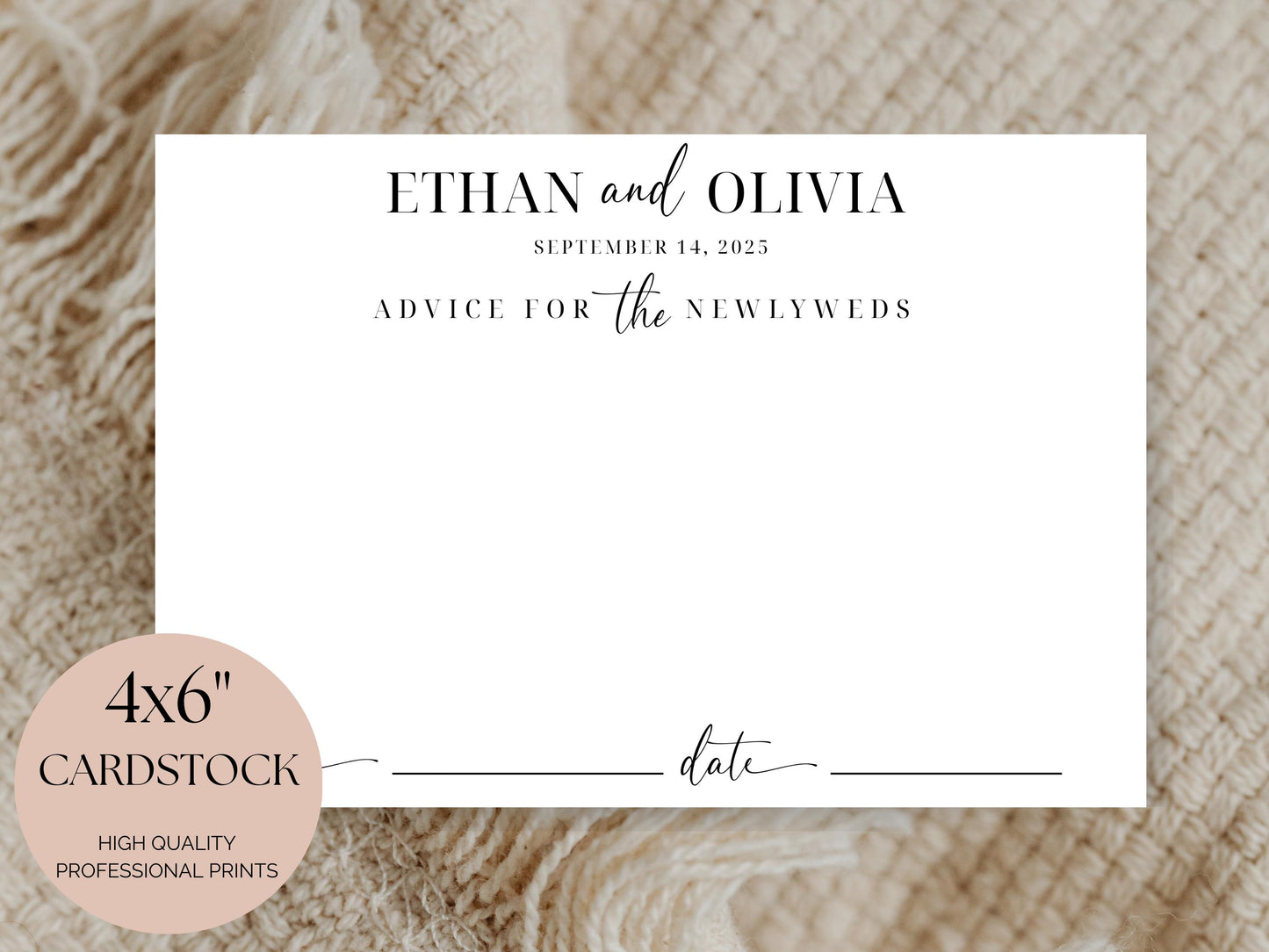 Bridal Shower Advice Cards: 4x6 Printed Keepsakes