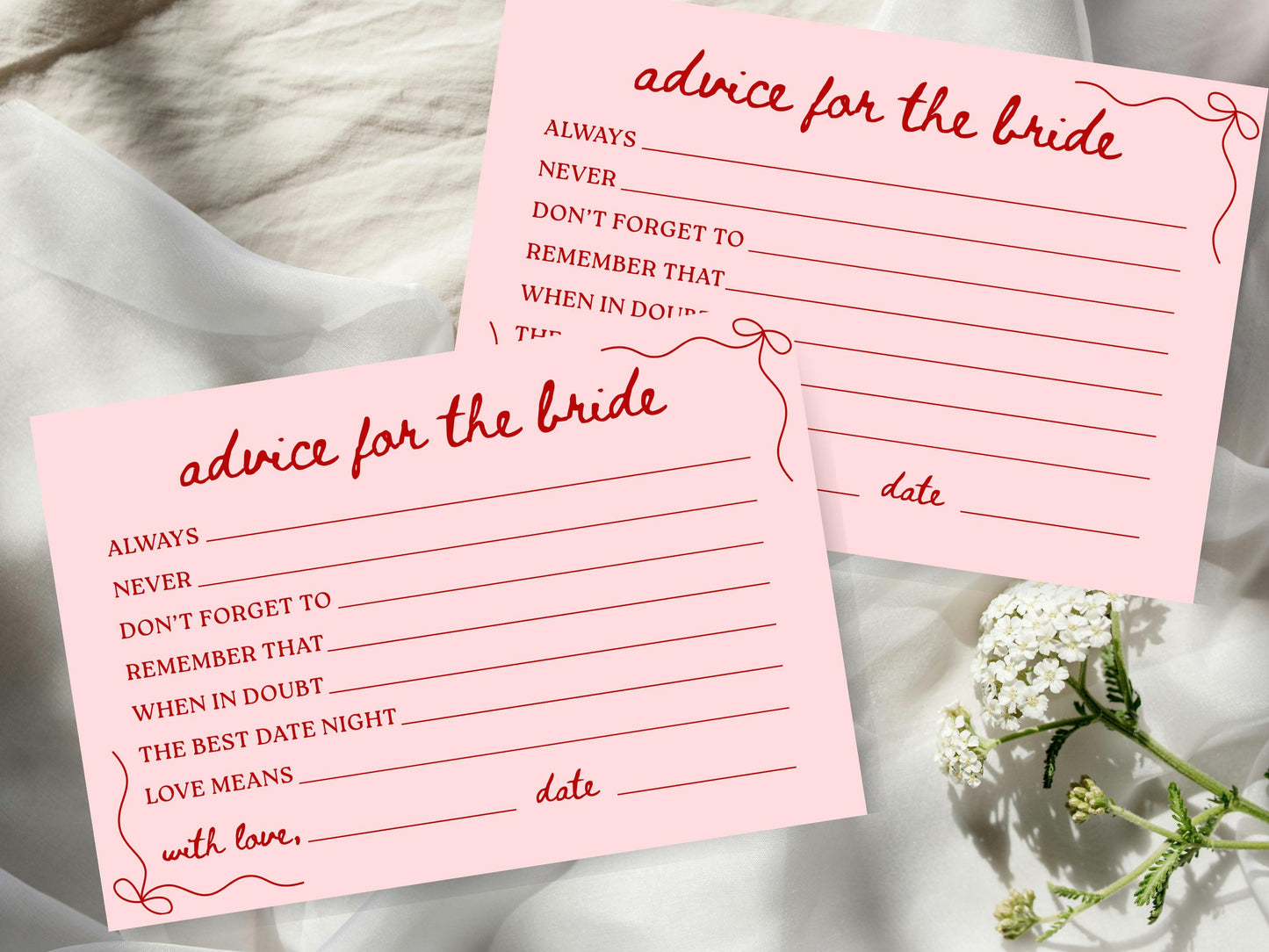 Bridal Shower Advice Cards: 4x6 Printed Keepsakes