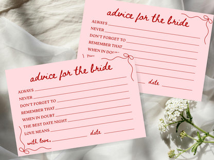 Bridal Shower Advice Cards: 4x6 Printed Keepsakes