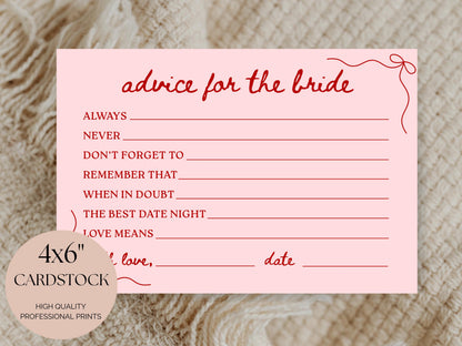 Bridal Shower Advice Cards: 4x6 Printed Keepsakes