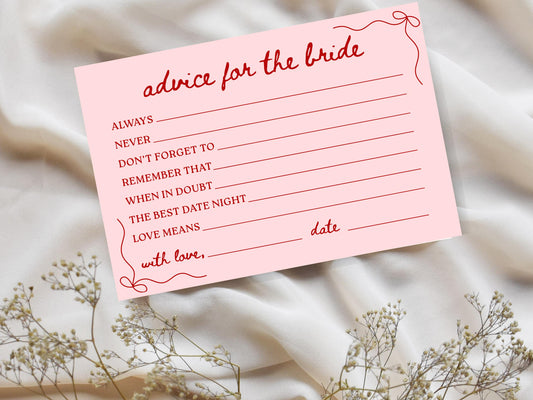 Bridal Shower Advice Cards: 4x6 Printed Keepsakes