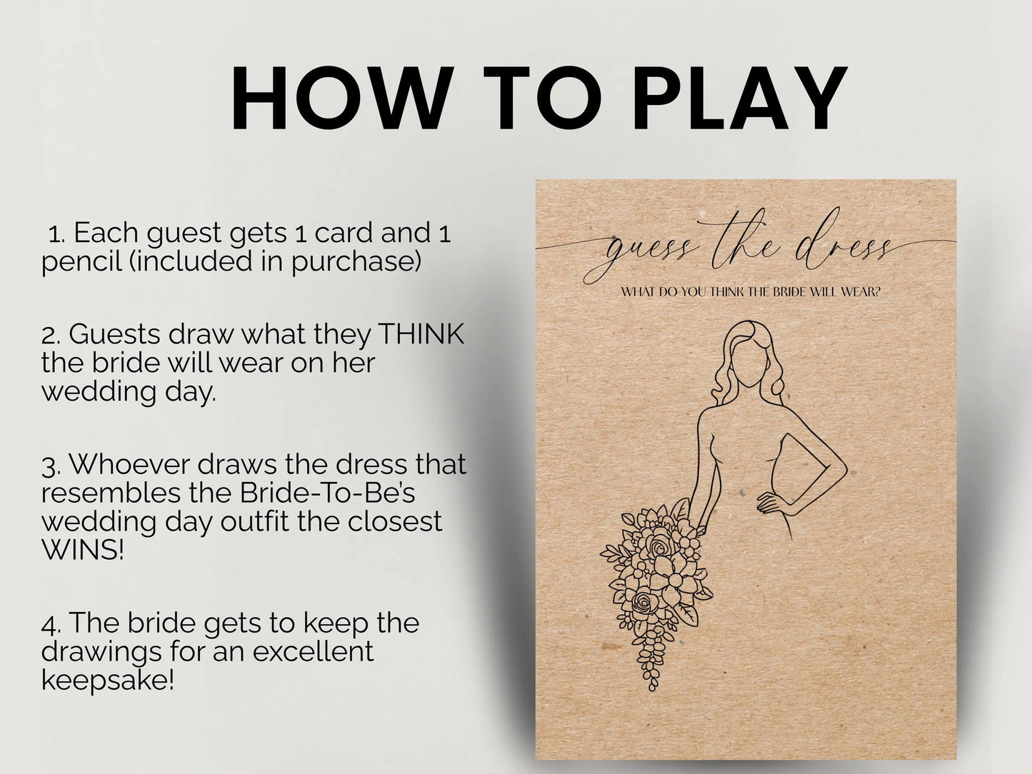 Guess The Dress Bridal Shower Activity - Design 2