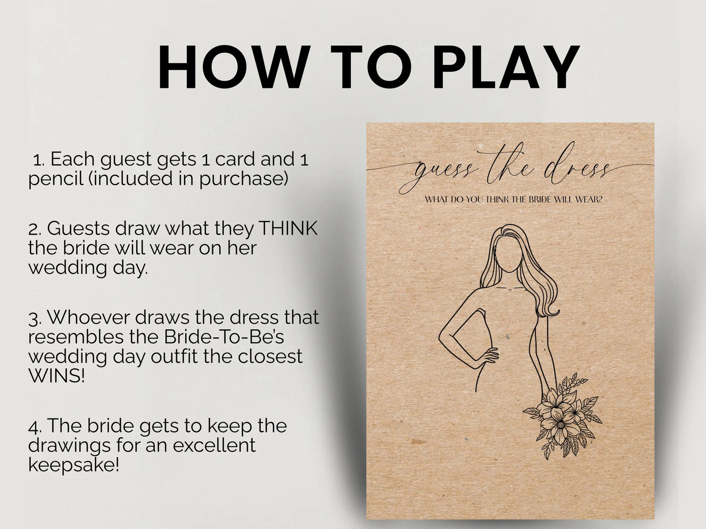 Guess The Dress Bridal Shower Activity - Design 1