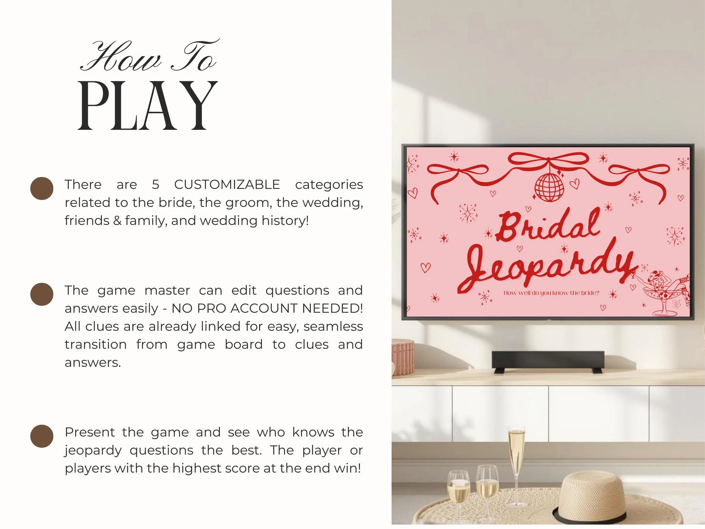Jeopardy Bachelorette Bridal Shower Game - Cowgirl Disco Theme Editable Canva Template