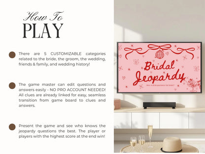 Jeopardy Bachelorette Bridal Shower Game - Cowgirl Disco Theme Editable Canva Template