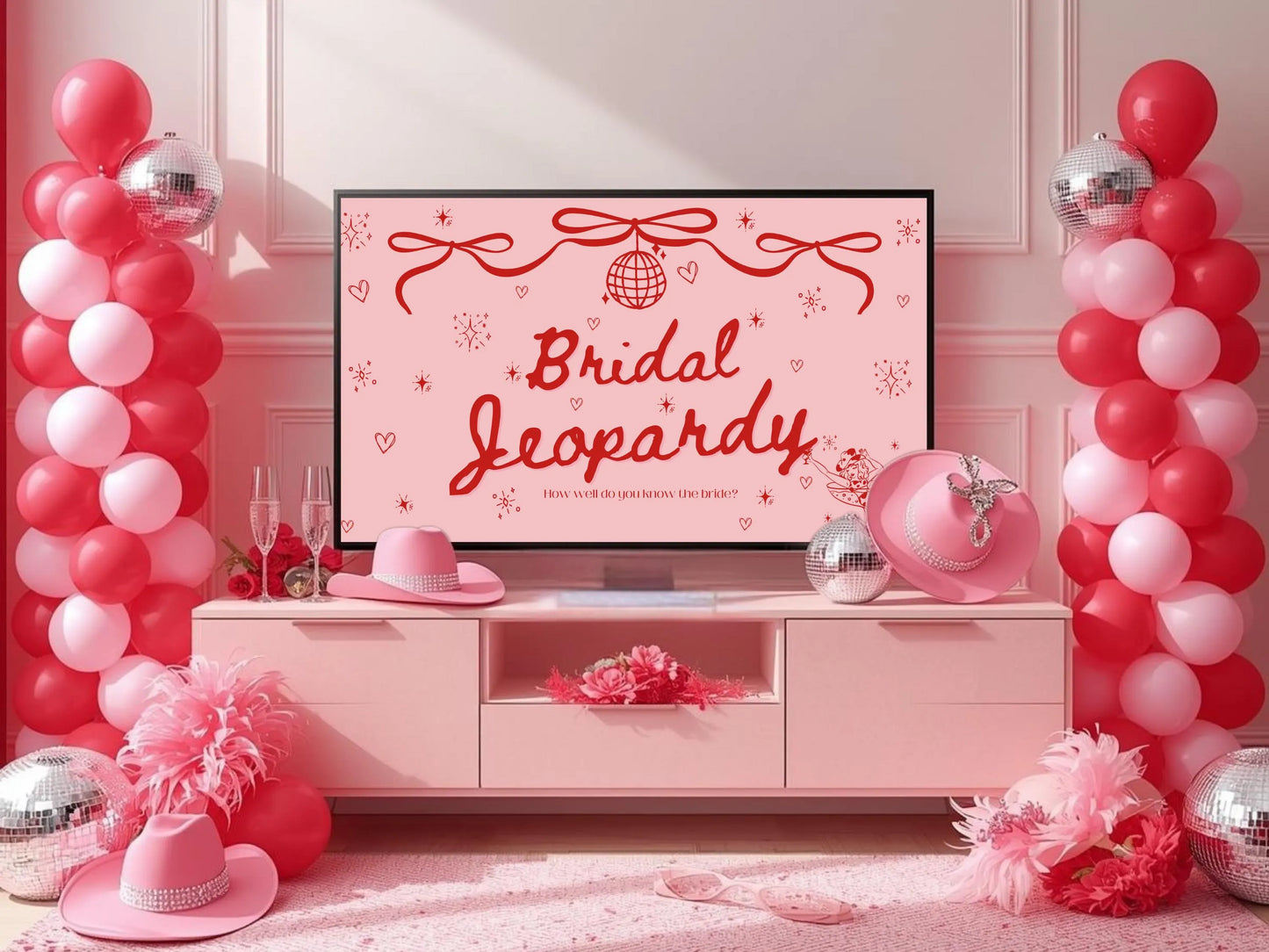 Jeopardy Bachelorette Bridal Shower Game - Cowgirl Disco Theme Editable Canva Template
