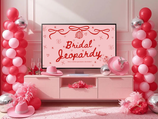 Jeopardy Bachelorette Bridal Shower Game - Cowgirl Disco Theme Editable Canva Template