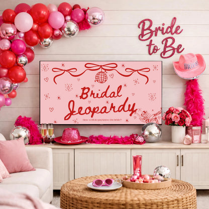 Jeopardy Bachelorette Bridal Shower Game - Cowgirl Disco Theme Editable Canva Template